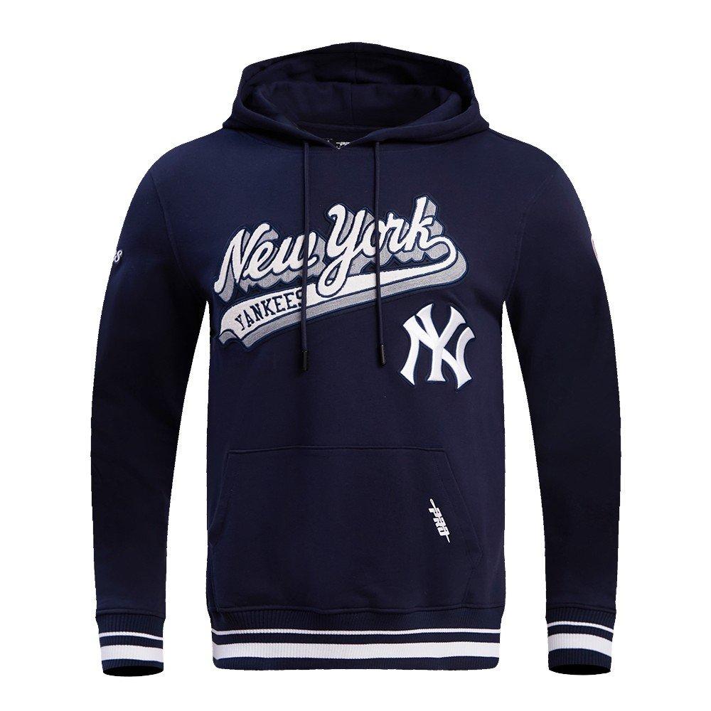 Pro Standard Men's MLB New York Yankees Script Tail Rib Fleece Pullover Hoodie - Navy - NAVY